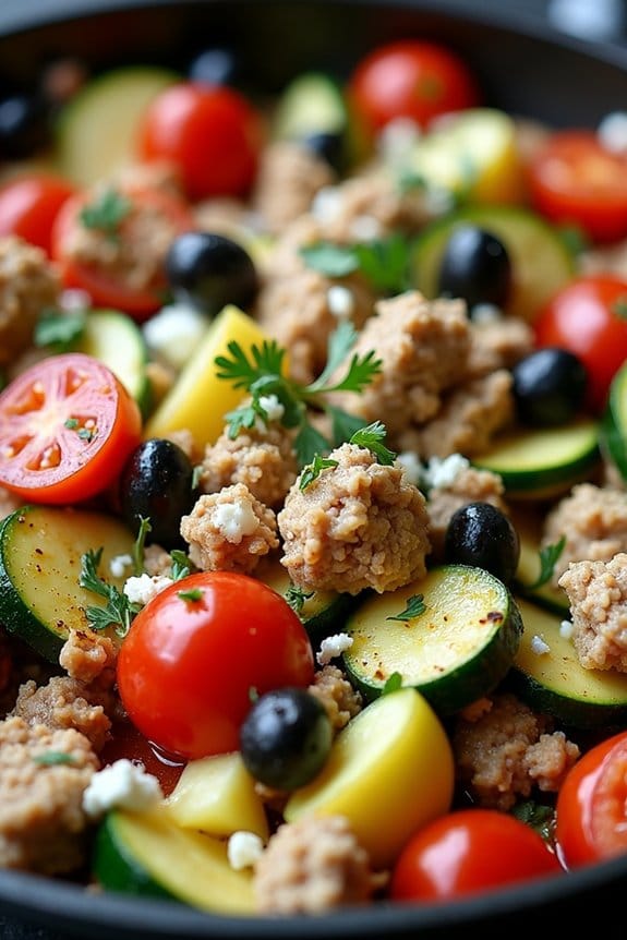 mediterranean turkey zucchini skillet