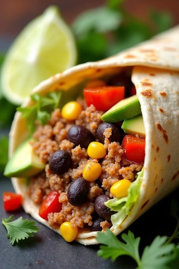 savory turkey black bean wraps