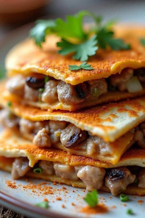 savory turkey mushroom quesadilla