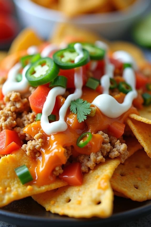 spicy buffalo turkey nachos