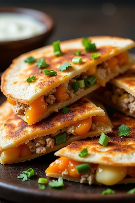spicy buffalo turkey quesadilla