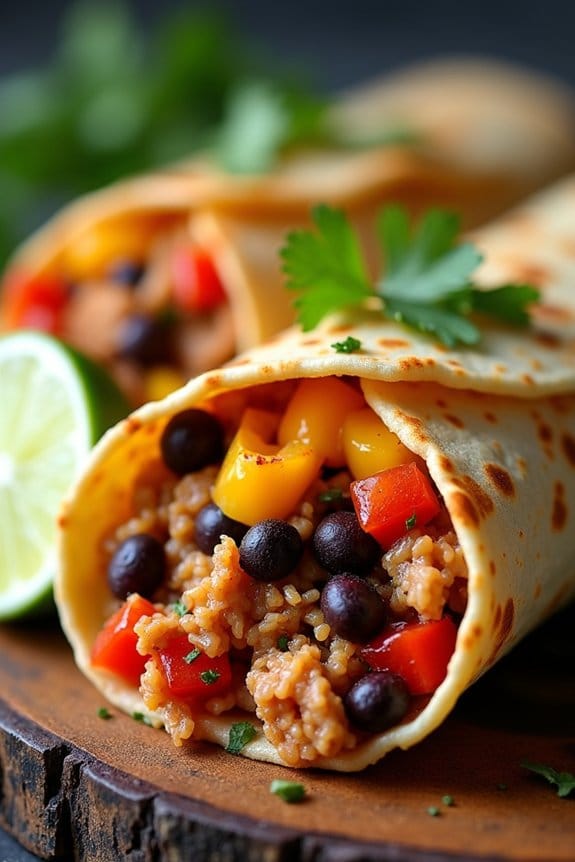 spicy turkey black bean burritos