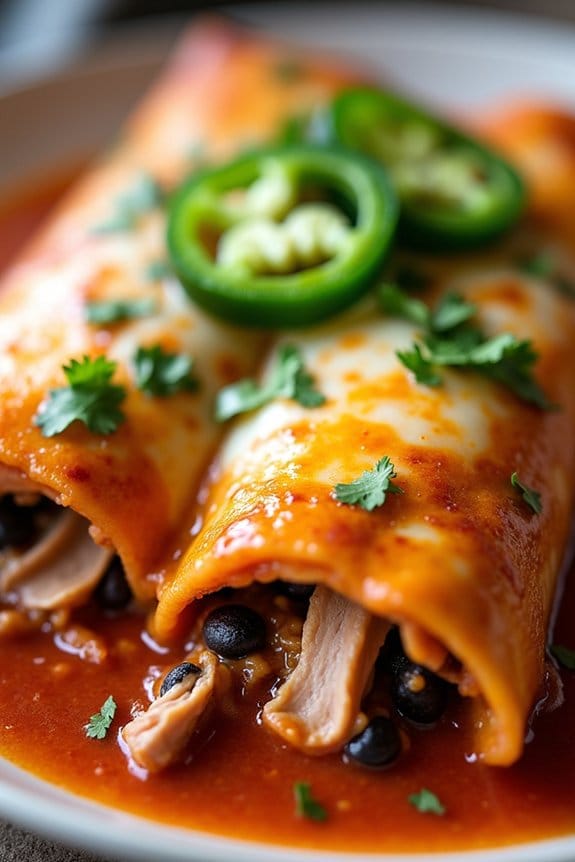 spicy turkey black bean enchiladas
