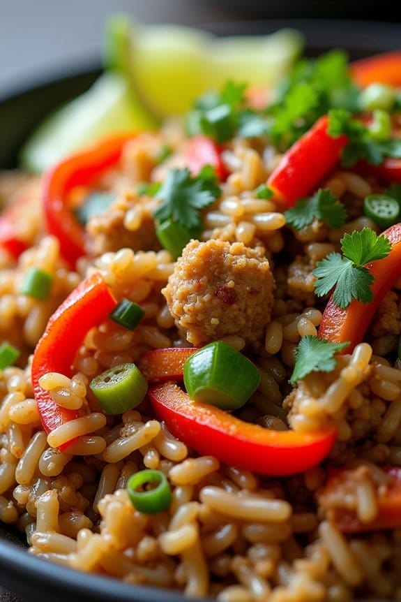 spicy turkey rice stir fry