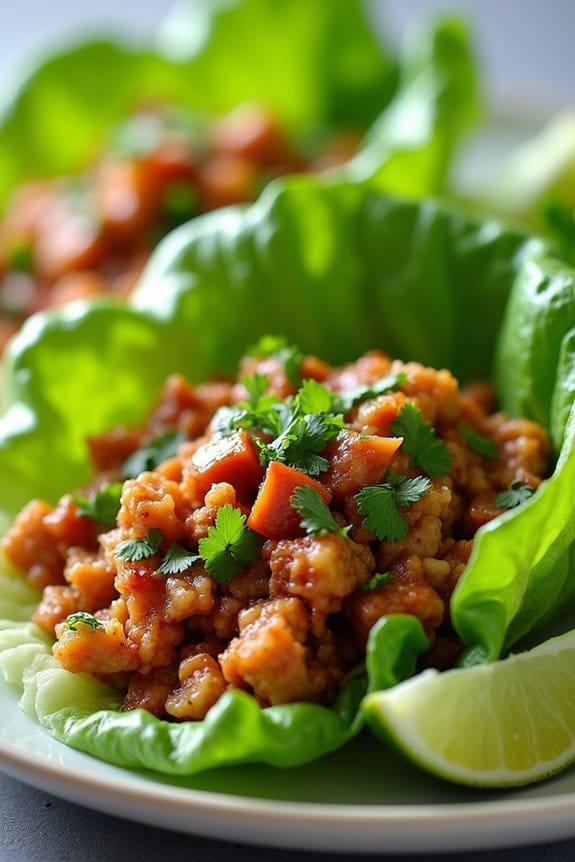 thai inspired turkey lettuce wraps