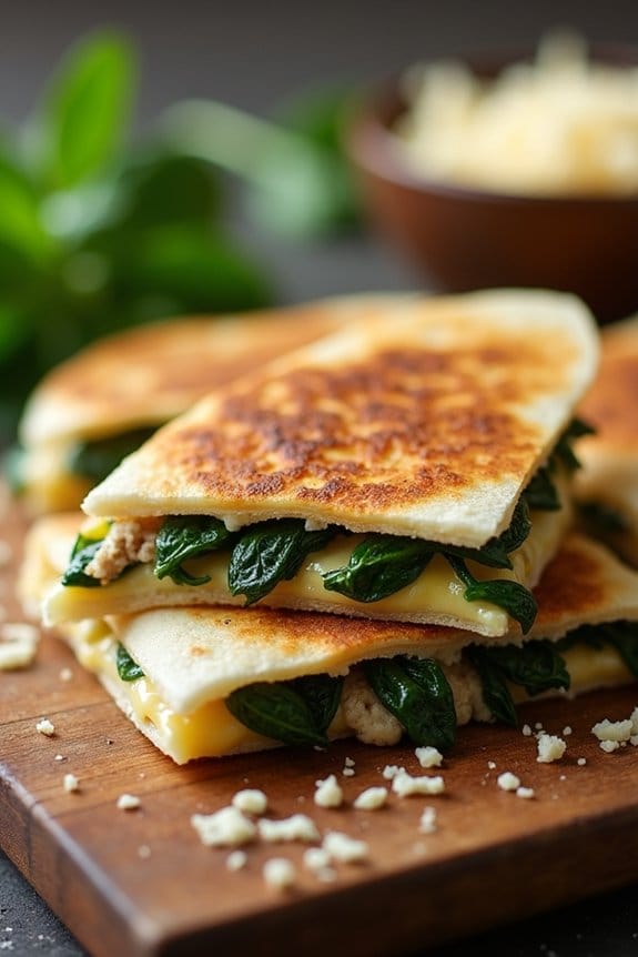 turkey and spinach quesadilla