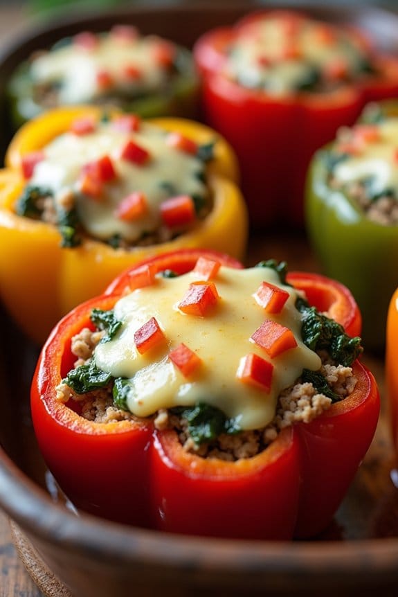 turkey and spinach stuffed peppers