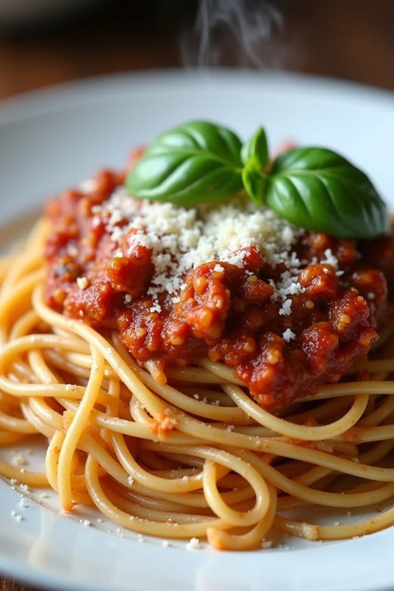turkey bolognese whole wheat spaghetti