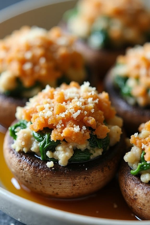 turkey spinach stuffed mushrooms