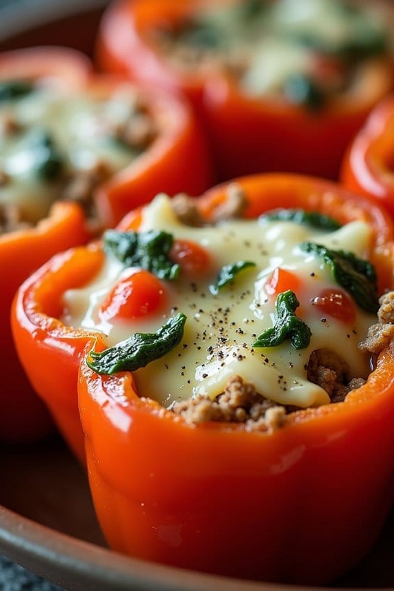 turkey spinach stuffed peppers