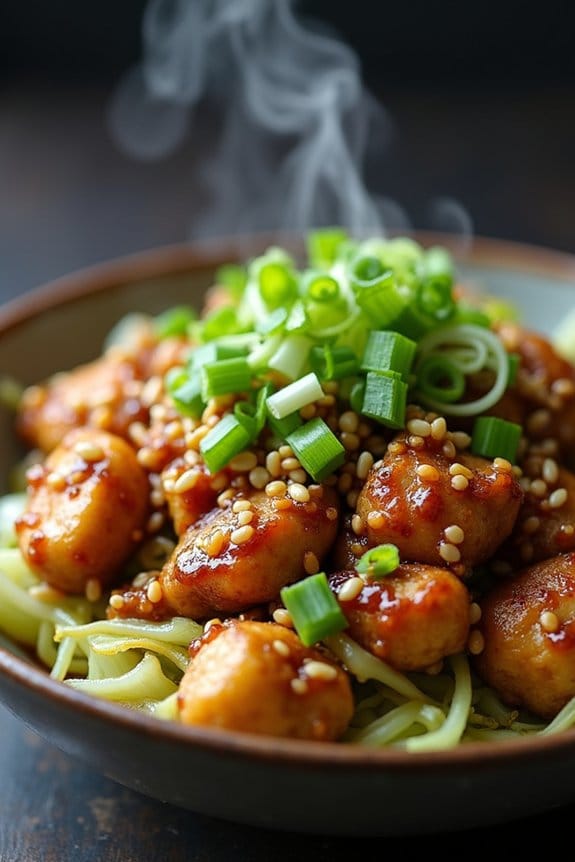 asian chicken cabbage bowls