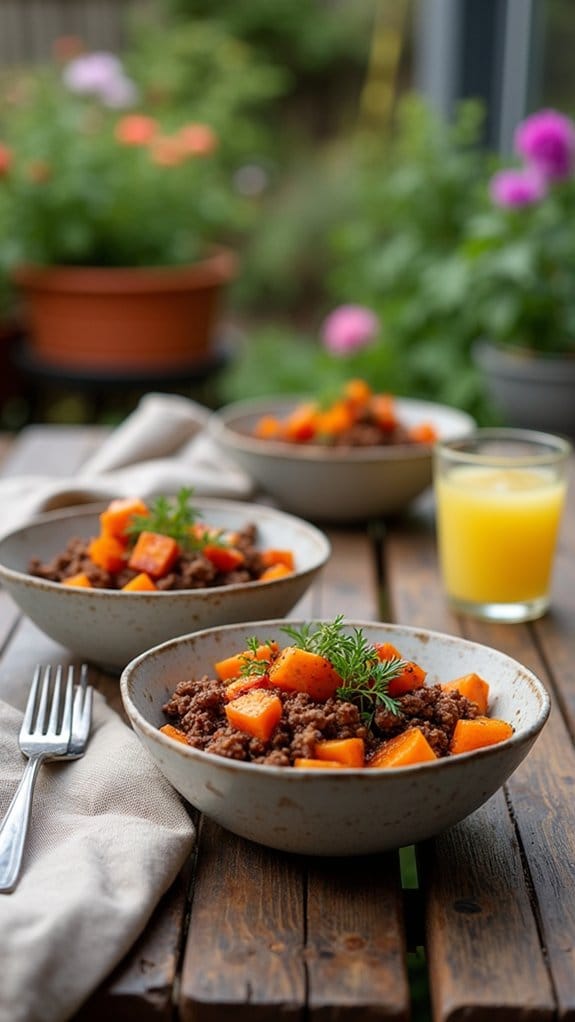 bbq beef sweet potato bowls