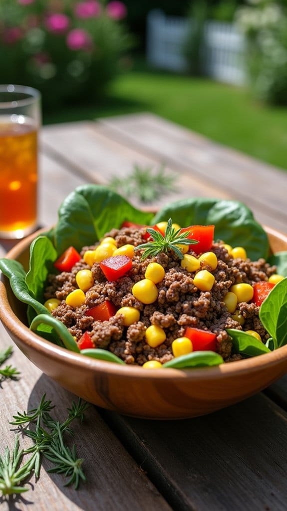 bbq beef with corn salad