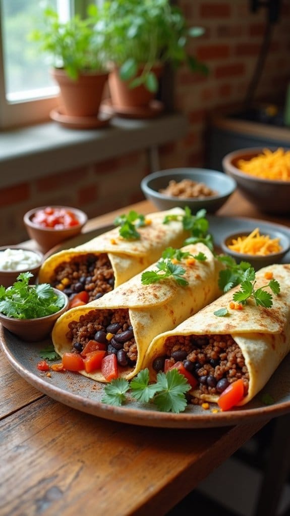 beef and bean burritos