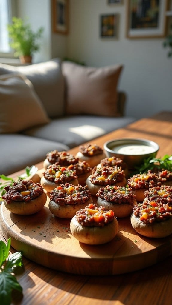 beef filled mushroom appetizers
