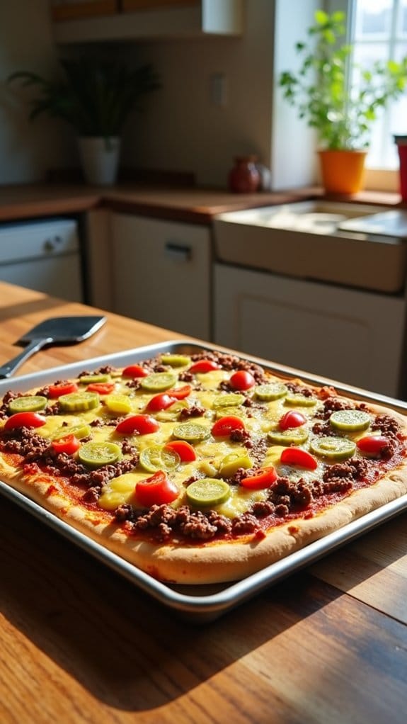 cheeseburger toppings on pizza