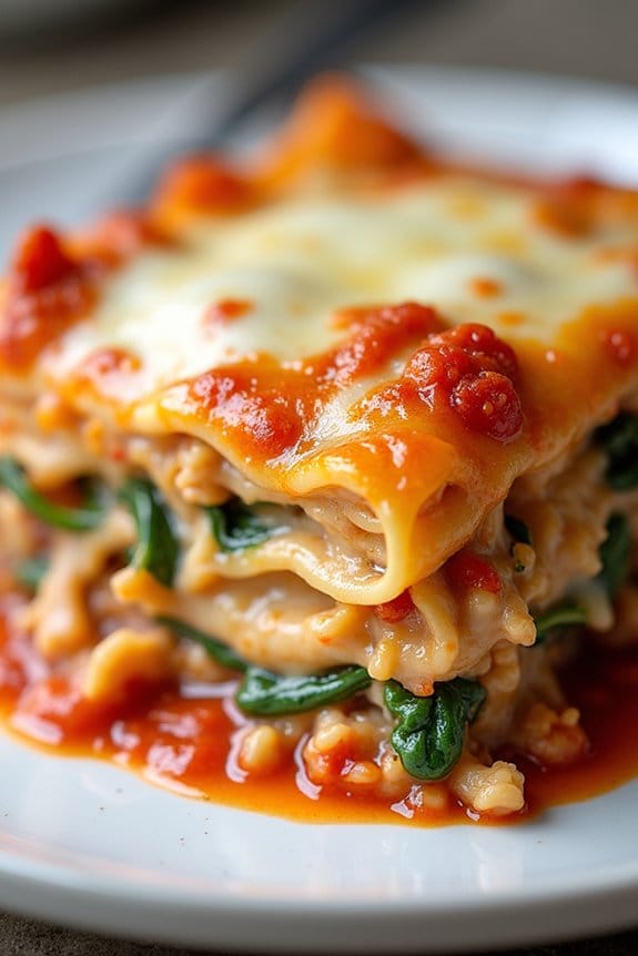 cheesy chicken veggie lasagna