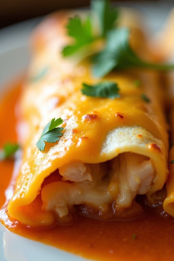 cheesy spicy chicken enchiladas