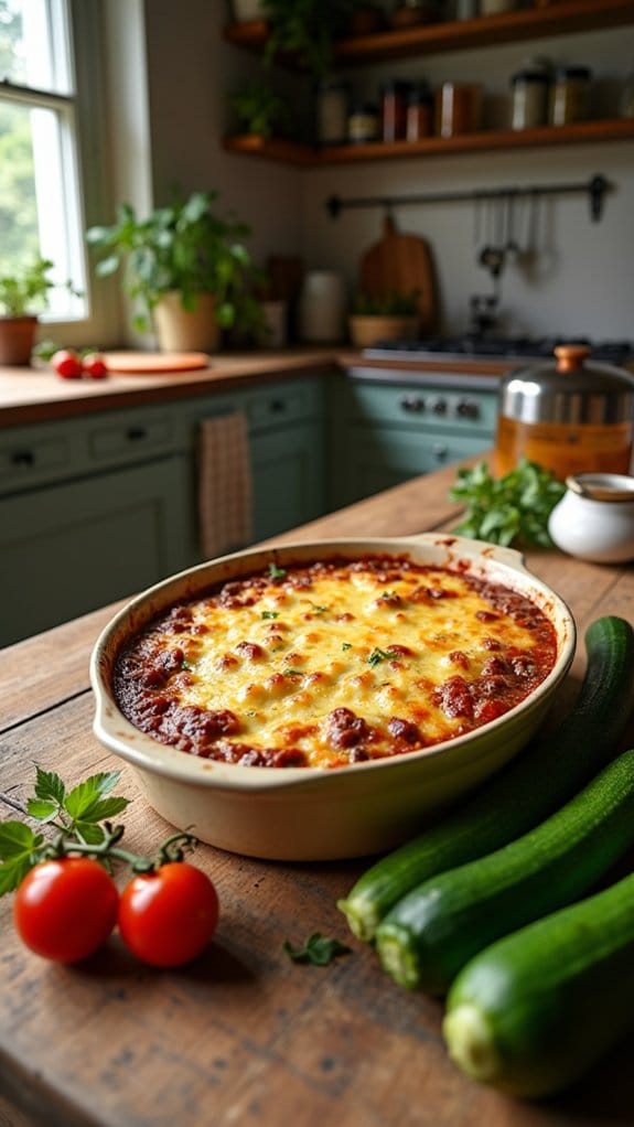 cheesy zucchini beef delight