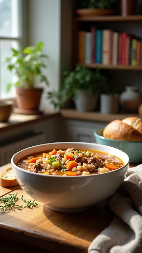 comforting beef barley soup