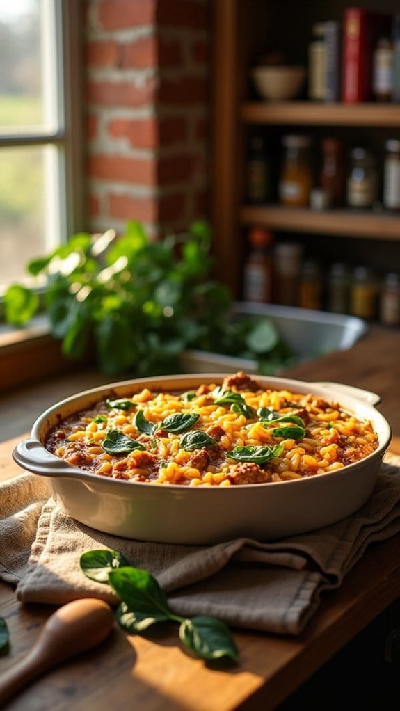 comforting beef orzo casserole