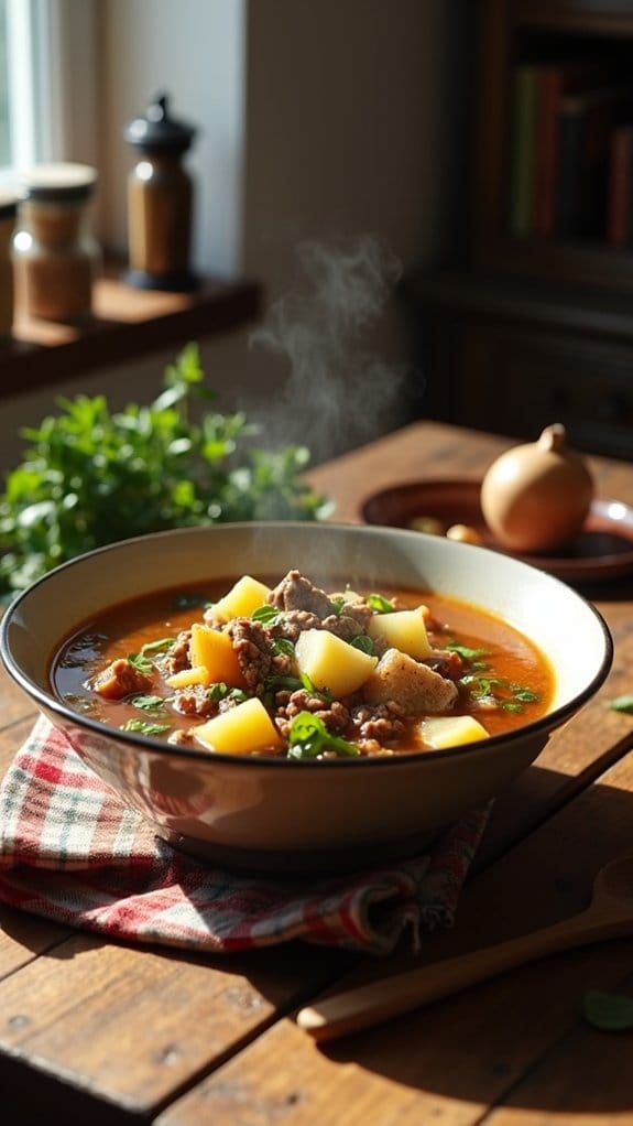 comforting beef potato soup