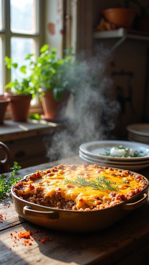 comforting cheesy beef casserole