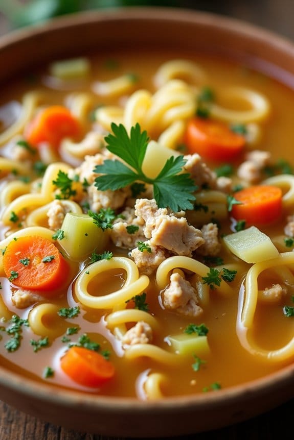 comforting chicken noodle soup