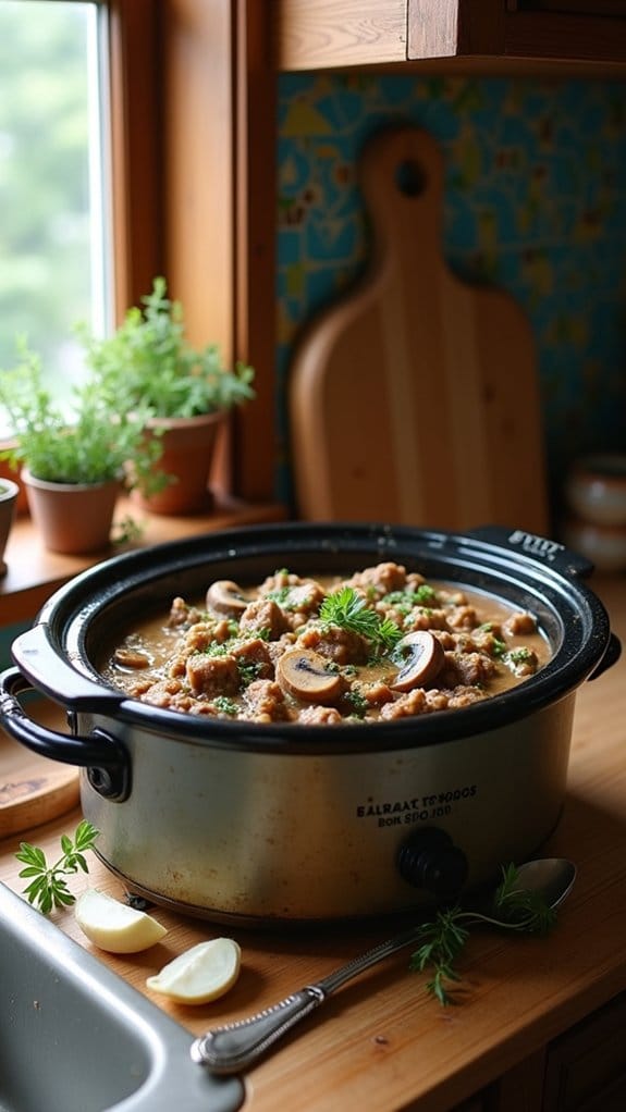 comforting crockpot beef stroganoff