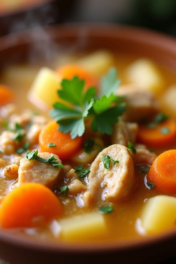 comforting ground chicken soup