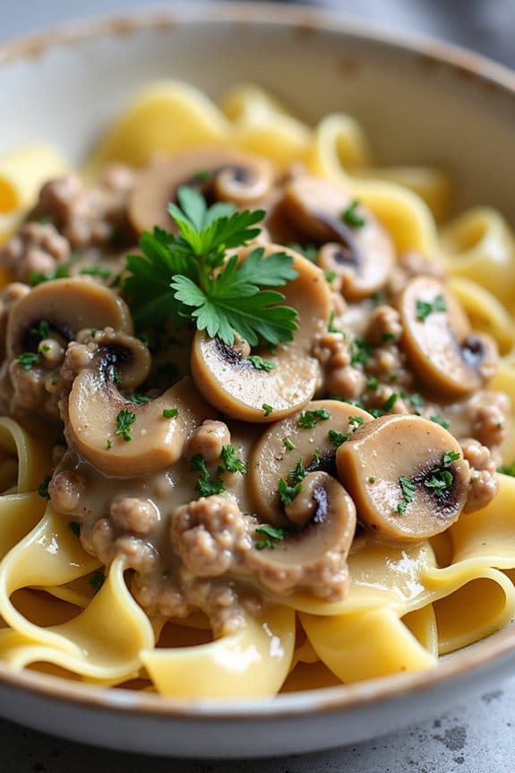 creamy chicken mushroom pasta