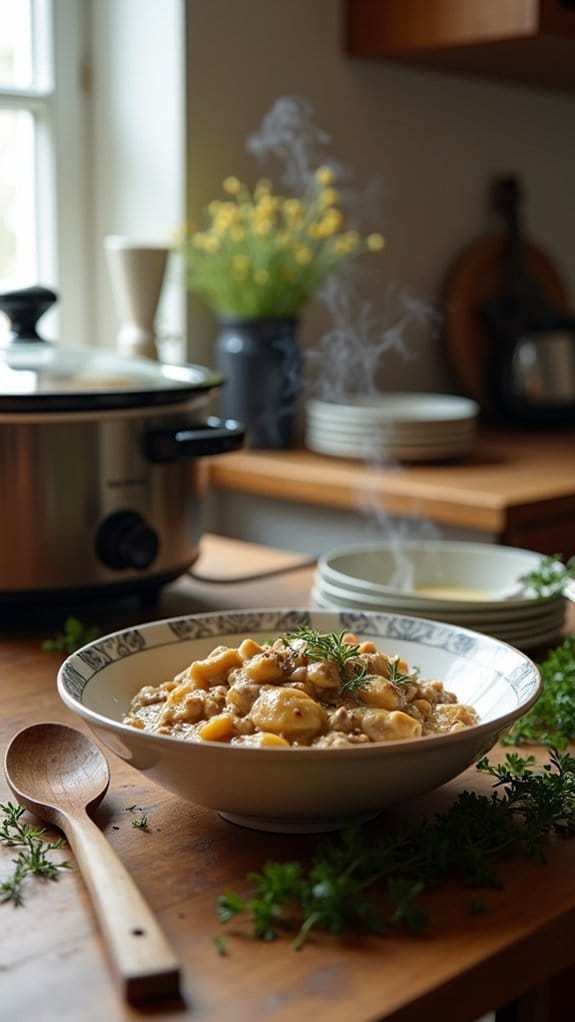 creamy crockpot beef stroganoff
