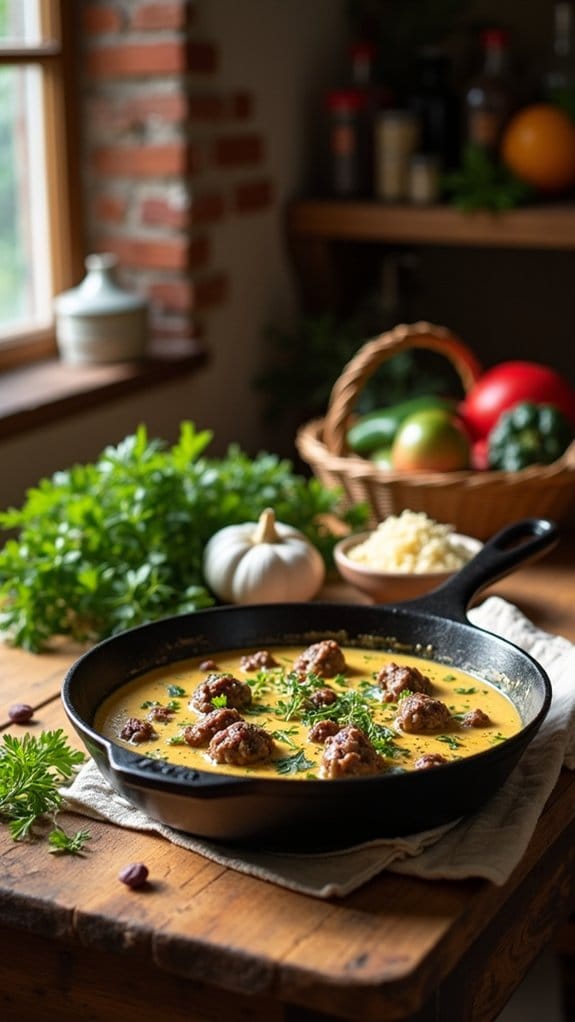 creamy garlic beef skillet