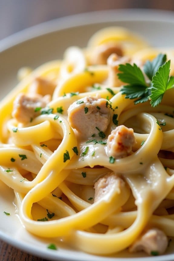 creamy ground chicken alfredo
