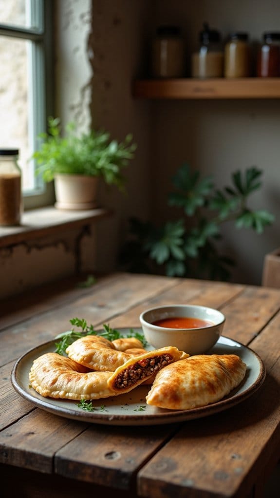 flaky beef filled pastries