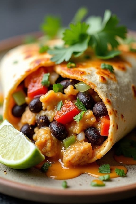 flavorful chicken bean burritos
