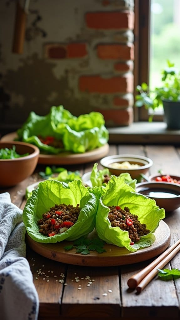 garlic ginger beef wraps