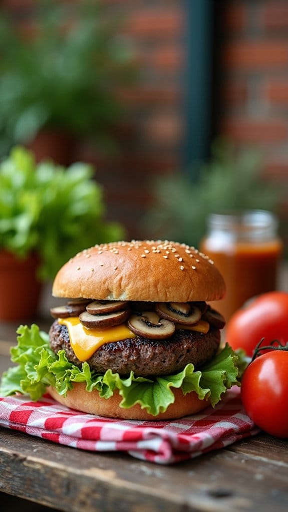gourmet mushroom swiss burger