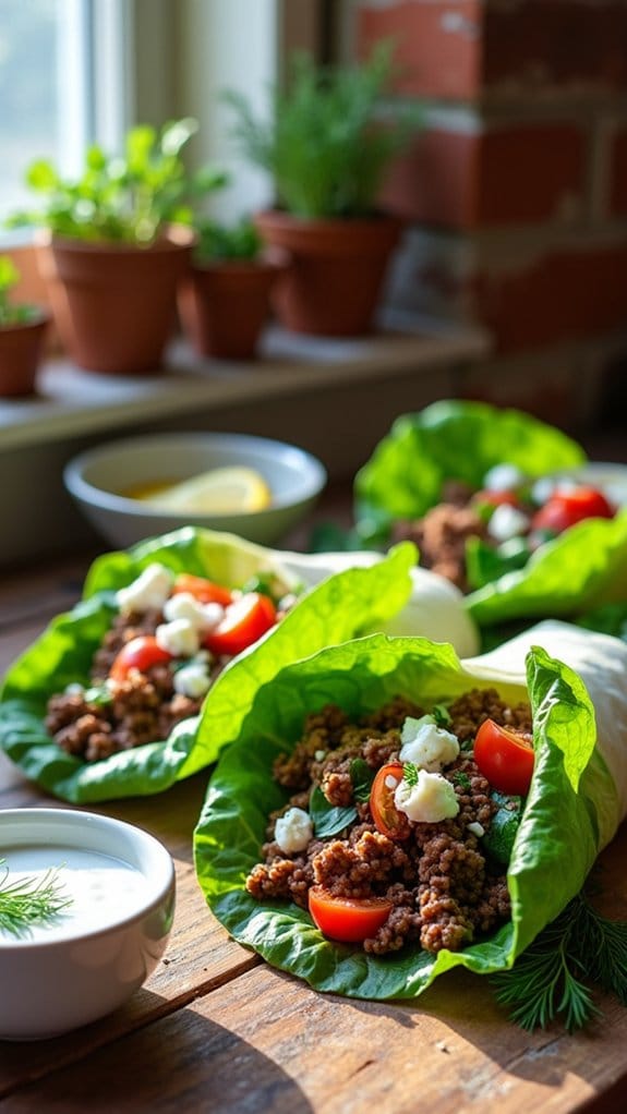 greek beef lettuce wraps