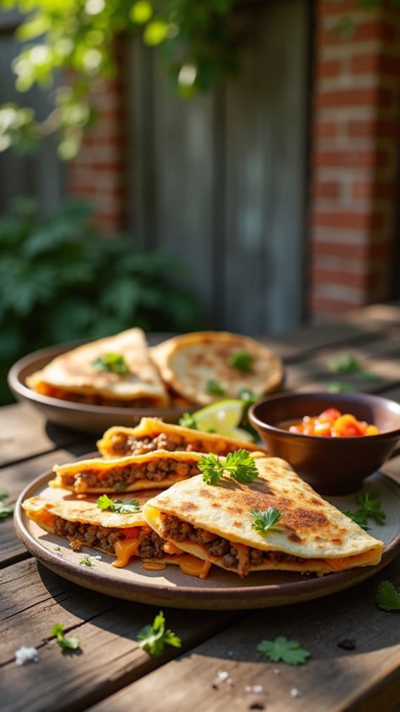 grilled beef cheese quesadillas