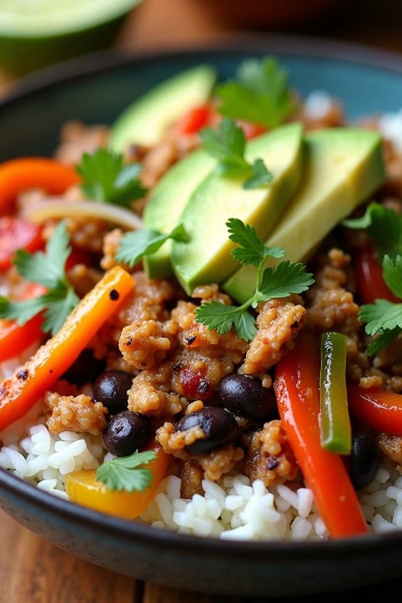ground chicken fajita bowls