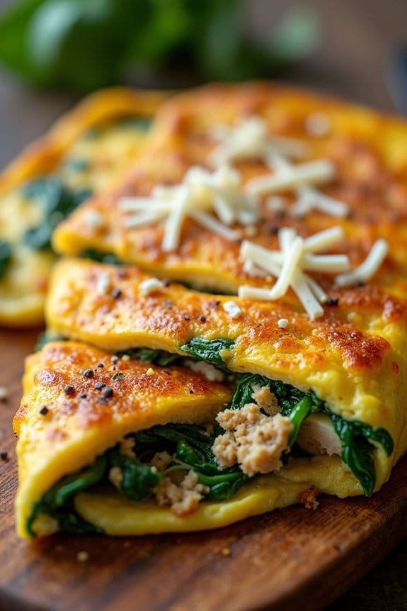 ground chicken spinach omelette