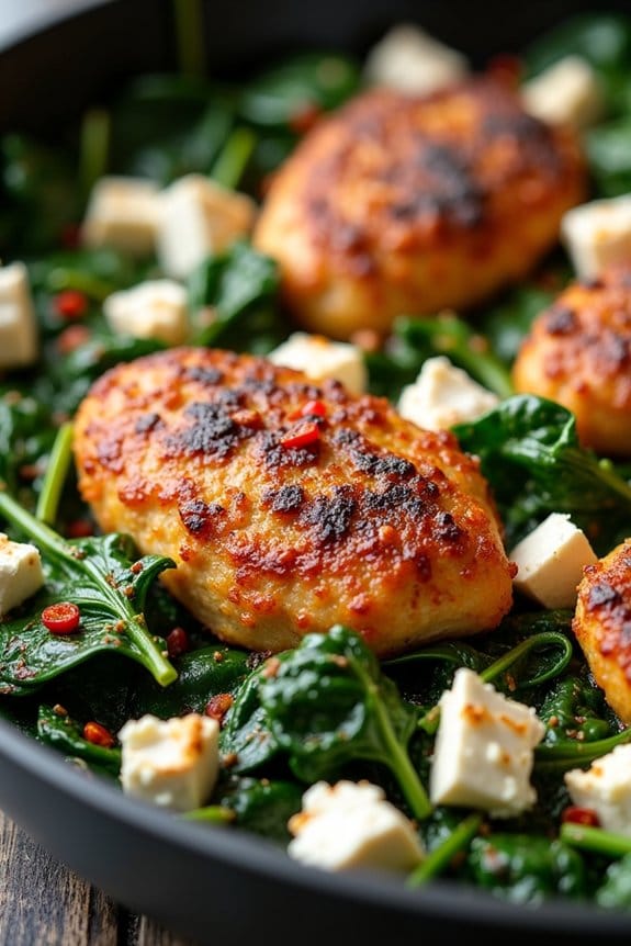 ground chicken spinach skillet