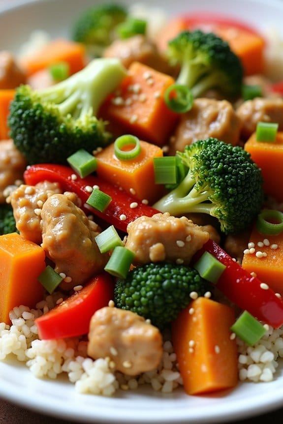ground chicken sweet potato stir fry