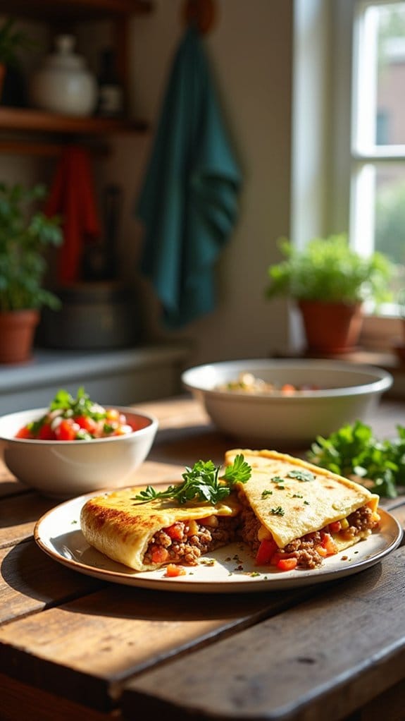 hearty breakfast beef quesadillas