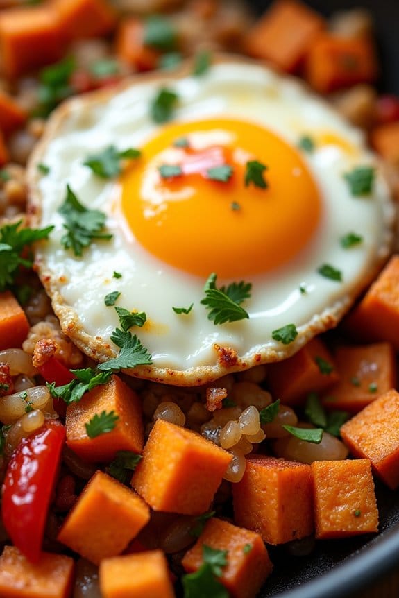 hearty chicken sweet potato hash