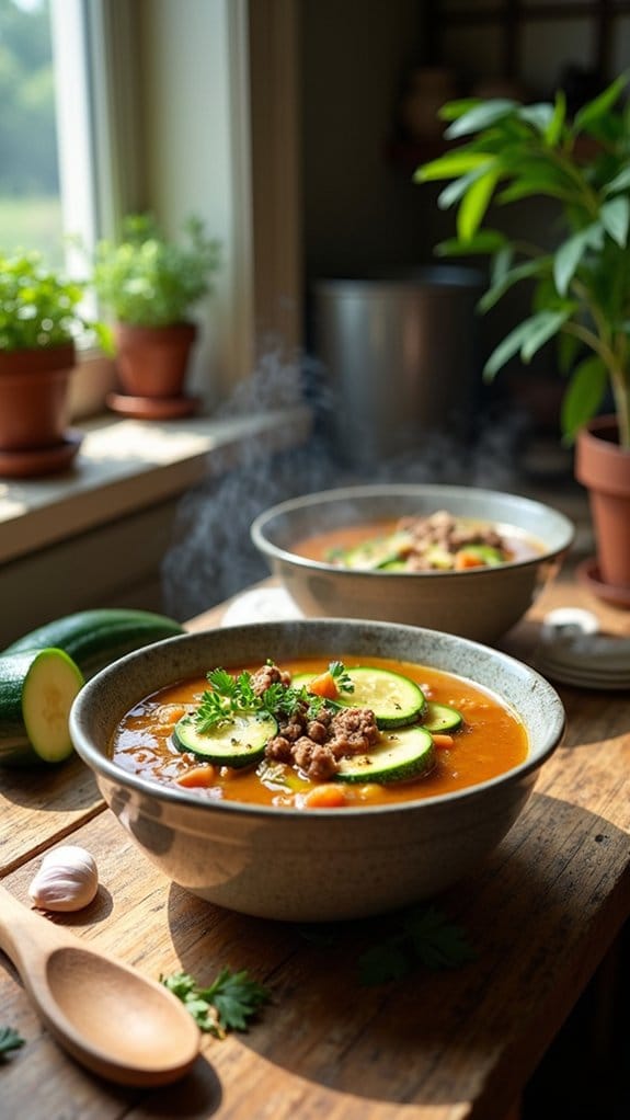 hearty zucchini beef soup