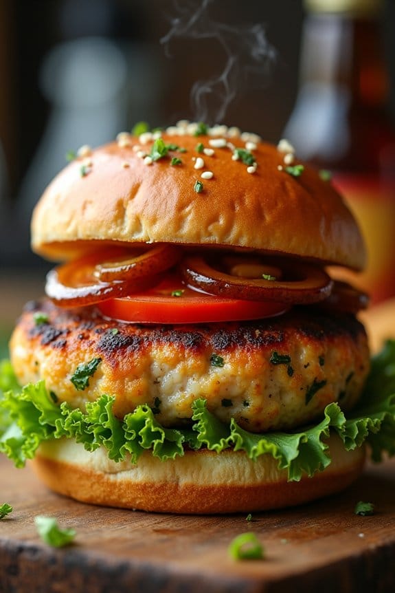 herb and garlic chicken burgers