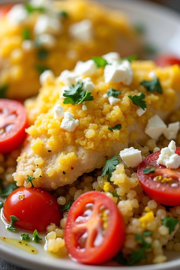 lemon herb chicken quinoa bake