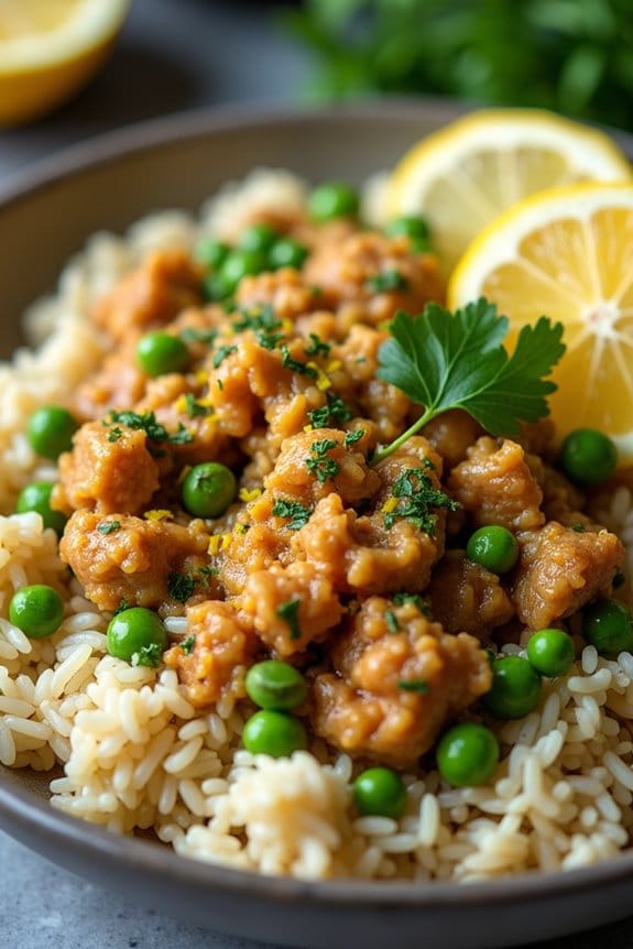 lemon herb chicken rice bowl